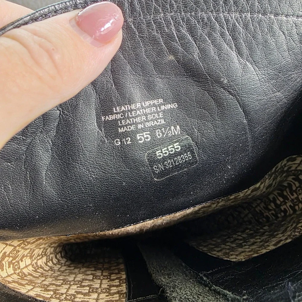 Tory Burch Riding Boots Black Leather Gold Stirrup Logo Heel Hardware Women 8.5